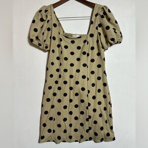 Mango Black and Tan Puff Sleeve Mini Sundress